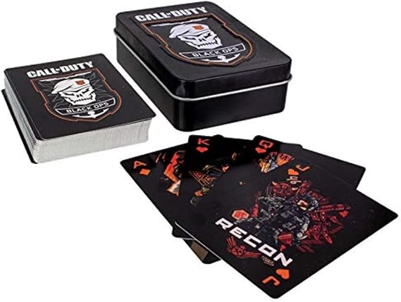 Paladone Call of Duty Black Ops 4 Playing Cards Cod Logos and Emblem, Includes Embossed Premium Metal Storage Tin, Plastic Coated