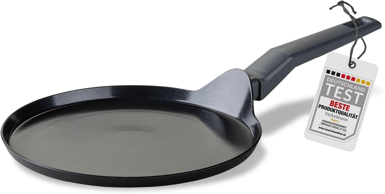 Fackelmann Statement Sartén Crepera 25 cm, Sartén de Aluminio Reciclado, Antiadherente, Libre de PFAS, Resistente al Calor hasta 150ºC, Apto para Todas las Cocinas
