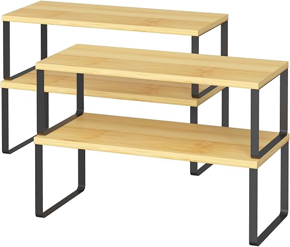 LIANTRAL Kitchen Cabinet Organiser, Counter Shelf Organizer, Set of 4