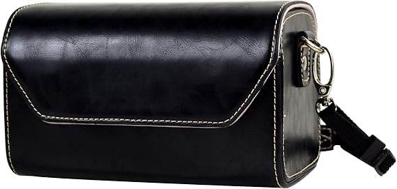 MUZIRI KINOKOO PU Leather Case for Fuji X100V X100VI X100 Series/Canon G5X G1X G1X2 G1X3/Pana. LX100 LX100M2 GF1-3/ Sony RX1 RX1R RX1R2/ Olympus Pen-F EP7 EPL - with Shoulder Strap - Black
