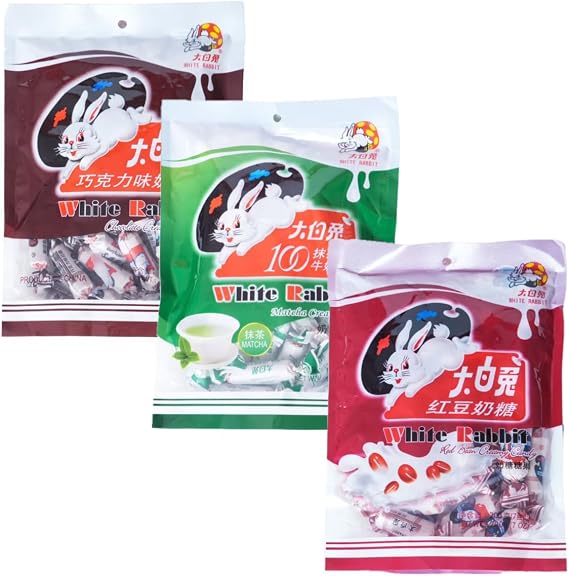 White Rabbit Milk Candy Azuki Chocolate, Matcha Flavor 3-Piece Trial Set Bunny Milk, Soft Candy