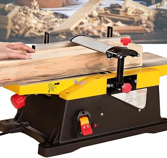 Electric Planer for Woodworking, Heavy Duty Benchtop Jointer with High RPM for Wood Cutting and Thickness Planing