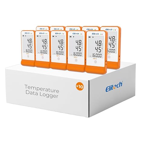 Elitech Digital Temperature Humidity Data Logger Pharmacy Refrigerator Thermometer Vaccine Fridge Temperature Monitor Max Min Value