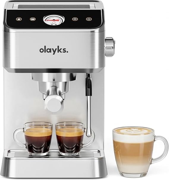 20 bar espresso coffee machine, stainless steel brush with milk frother, 1400W espresso coffee machine with 1.8L removable water tank for coffee with