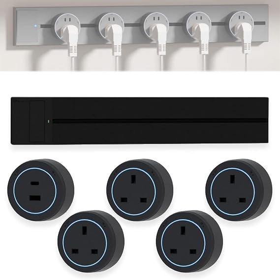Power Track Socket, 8000W Wall-Mounted Slide Rail Wiring Board with 2500W Plug Adapters, Rotatable Movable Outlets, High Power for Kitchen Office Home(Black,60cm)