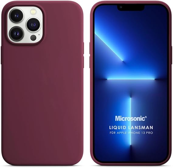 Microsonic Apple iPhone 13 Pro için Kılıf Liquid Lansman Silikon Bordo [iPhone 13 Pro ile Uyumlu Kılıf - Bordo]