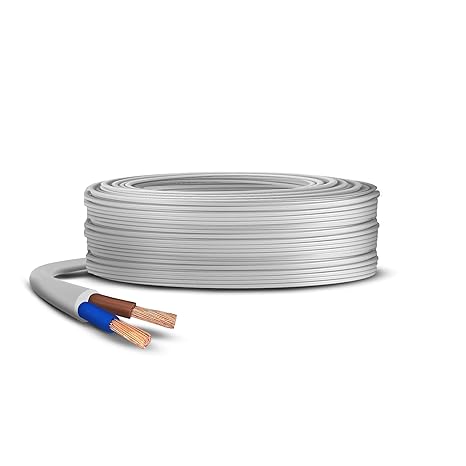2 Core White 3182Y Flexible PVC Electrical Mains Cable BASEC Approved, 1mm(40 Meter)