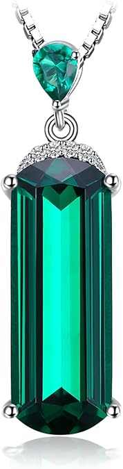 JewelryPalace 4.4ct Fancy Cut Simulated Green Nano Emerald Pendant Necklace for Women, 925 Sterling Silver White Yellow Rose Gold Plated Necklace, Fashion Gemstone Gift for Girl 18 Inches Chain