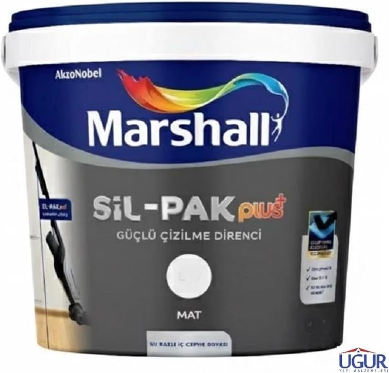 Marshall Sil-Pak Plus Silikonlu Mat İç Cephe Duvar Boyası, Kum Beji, Güçlü Çizilme Direnci 866UGURYAPI143