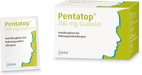 Pentatop 200 mg granules pack of 50 for symptom prophylaxis of food allergies mast cell stabiliser with sodium cromoglicate for children from 2 years and adults very well tolerated