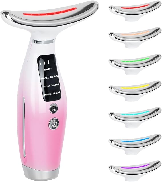 Neck Face Lifting Device, Facial Massager, 45°C EMS Microcurrent Massage