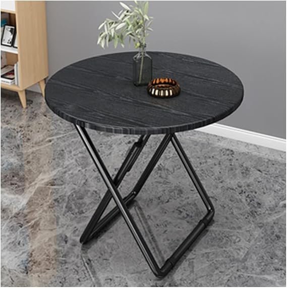 Portable Folding Round Table 70cm Black Marble TopSpace-Saving Small Dining & Coffee Table for Balcony & KitchenMetal BracketVersatile & Stylish Design