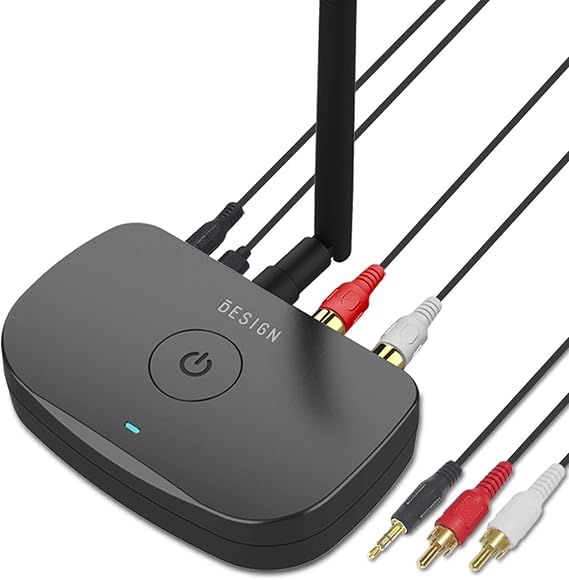 Bluetooth 5.0 Audio Adapter 2-in-1 Wireless Portable Audio Receptor for TV/Home Music Streaming Stereo System