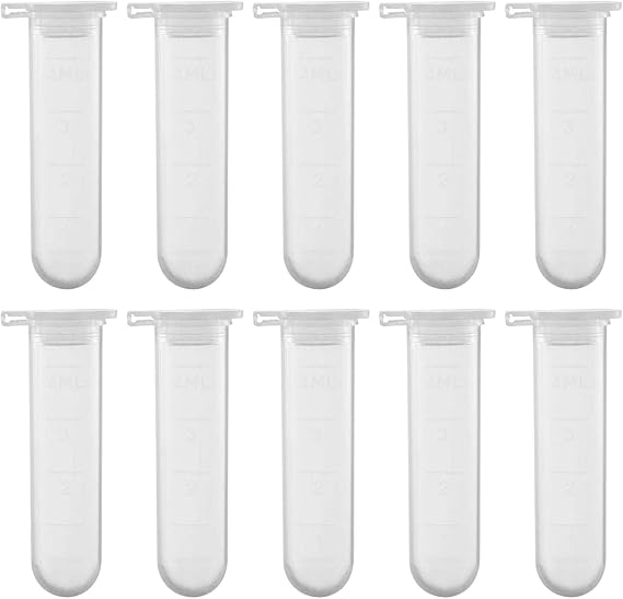 PATKAW 50pcs 5ml Plastic Centrifuge Tubes for Laboratory Use with Seal Caps, Ultra-high Transparency and Precise Measurement, Suitable for Food Colouring and Sample Storage
