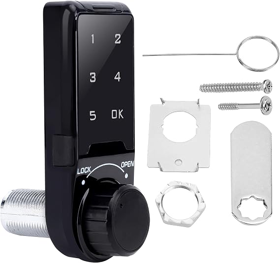 Code Security Lock Touch Keypad Deadbolt Password Keyless Entry Key Access Lock Digital Electronic Security Cabinet Code Locker for Hotel, Company, Factory L=20