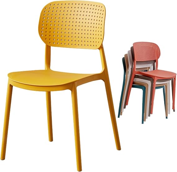 White Plastic Chairs -Integrated dining chair Stackable,Lightweight,for Practical Seating for Modern Boardrooms(1 piece)(Orange)