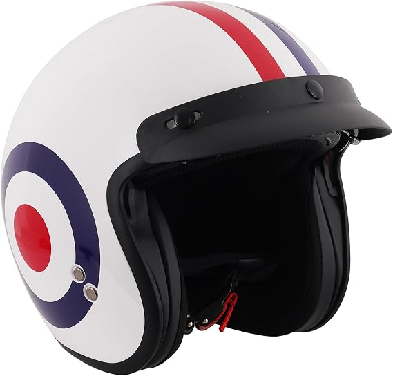 Stealth Open Face Motorcycle Helmet ECE 22.06 Approved – UK Road Legal Scooter & Motorbike Helmet with Drop Down Sun Visor – ABS Shell, Multiple Styles