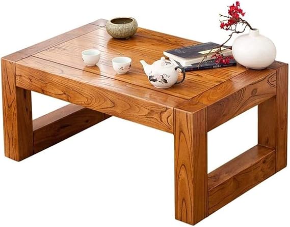 Low Coffee Table Living Room Farmhouse Floor Table Small Tables End Table Coffee Solid Wood Window Tatami Coffee Simple Living Room Window Balcony Small Solid Wood Tea(60x40x30cm)
