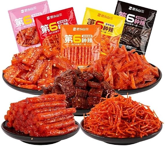 【5 Flavors Latiao】 Instant Big Gluten, Spicy Wheat Strips,Vegan,Chinese Spicy Gluten Snacks,Delicious Mala Latiao,Hot & Spicy Flavoured,Delicious Classic Mala,Ready To Eat (3packs)