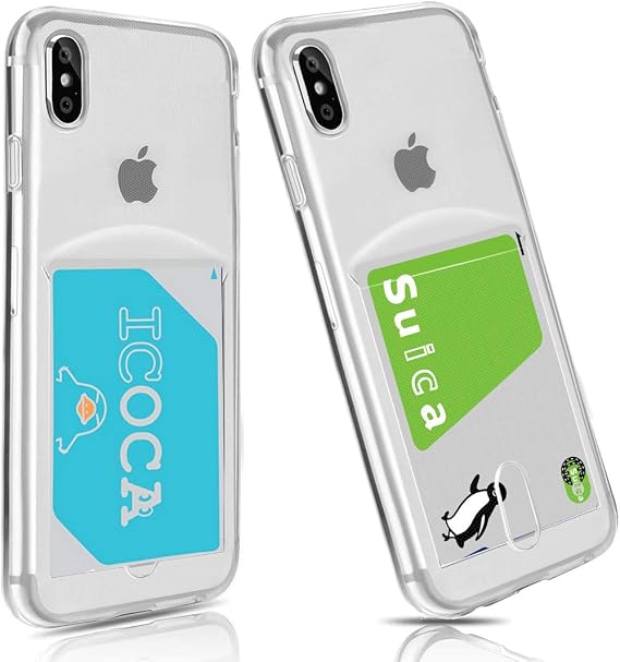 Cavor iPhone XS Smartphone Case, iPhone X TPU Case, Card Storage, Back Wallet-Type, Clear, 5.8 Inches, Anti-Fingerprint, Fall Prevention, Thin, Lightweight, Qi Rapid Charging, Compatible with iPhone 10 Cover, Protective Cover, Air Cushion Transparent