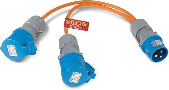 GADLANE 16amp Splitter Cable - 16amp Plug to 2x 16A Sockets
