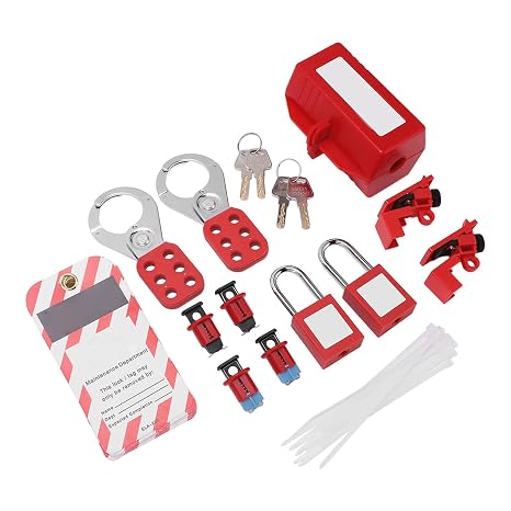 Safty Lock Off Kit for Electricians, Industrial Chemical Circuit Breaker Lockout Kit with Storage Bag and Lock Clips