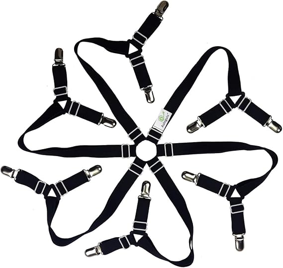 Toweter Sheet Strap,Bed Sheet Clip,3 Way 6 Sides Adjustable Elastic and Firm,Suitable for All Round and Square Mattresses (Black)