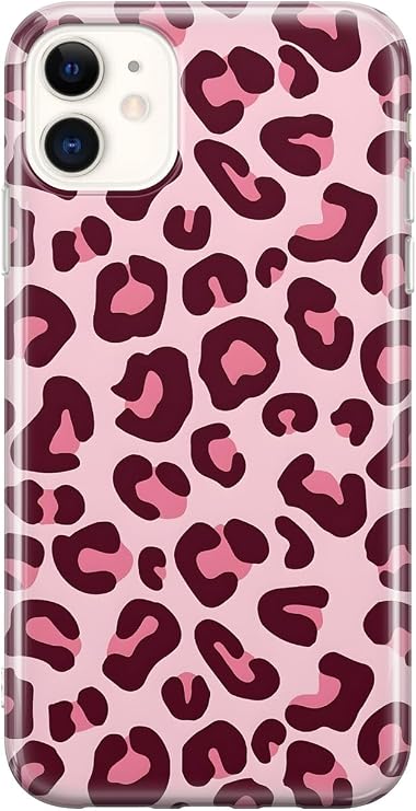 iPhone 11 ile Uyumlu Pembe Leopar Desenli Şeffaf Telefon Kılıfı