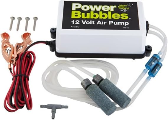 Marine Metal B-15 Power Bubbles Live Bait Aerator, Water Resistant Air Pump (12 Volt)