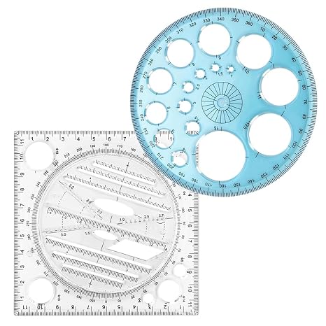 2 Pcs Plastic Multifunctional Geometric Ruler, Accurate Scale