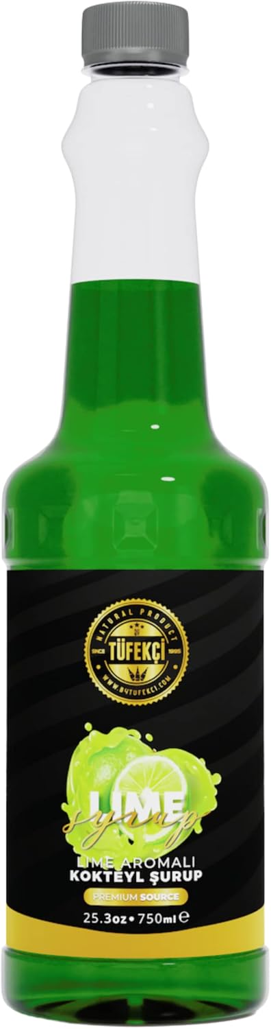 By Tüfekçi Lime Misket Limonu Aromalı Şurup 750 ml – Kokteyl, Kahve, Pasta ve Tatlı İçin, Doğal Aroma, Gerçek Pancar Şekeri