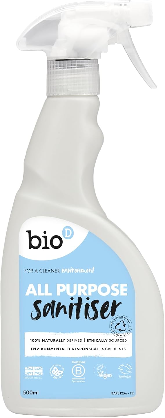 Bio-D All Purpose Sanitiser Spray 500ml | Eco Friendly | Allergy Friendly | Vegan | Cruelty Free