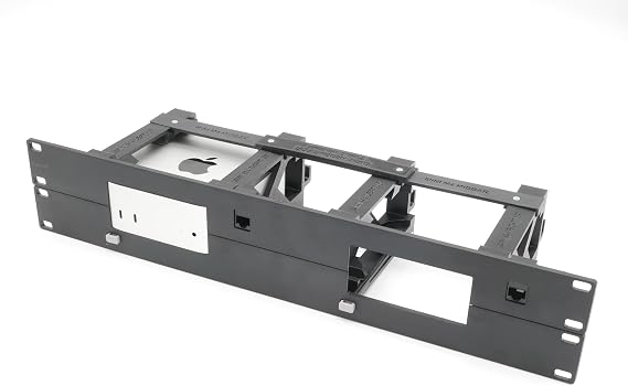 Rack Mount for 2x Apple mac Mini M4 w Remote on/off Button-2 RJ45 eth Keyst