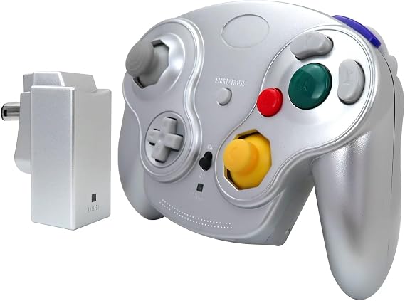 クラシック ワイヤレス コントローラー Nintend Gamecube コンソールに適合、NGC GC コンソール用ワイヤレス ゲームパッド、レシーバー/アダプター付属 オレンジ