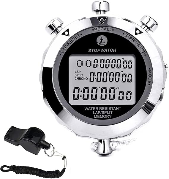 Metal Stopwatch Sport Waterproof Stopwatch Timer for Sports and Competition 10 Wraps