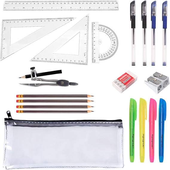 20pcs Stationary Set Back to School Supplies 30cm Ruler Maths Set