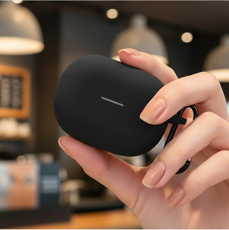 Xiaomi Redmi Buds 8 Pro Kılıf Askı Aparatlı Mat Silikon Siyah