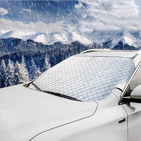 Car Windshield Cover, Heavy Duty Ultra Thick Protective Windscreen Cover - Snow Ice Frost Sun UV Dust Water Resistentin all Weather (147x100)
