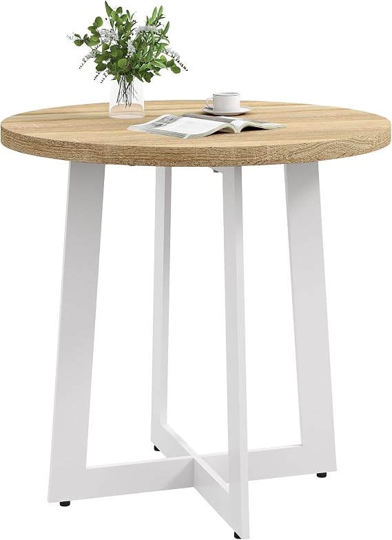 HOMCOM Round Wooden Dining Table for 4 People Ø80x75cm Oak