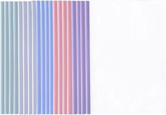 20 Pack A4 Plastic Clear Report Covers with Sliding Bars 100 Sheet Capacity
