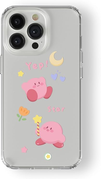 Multitronic iPhone 15 Pro Max ile Uyumlu Kirby Tasarım Baskılı Şeffaf Kılıf