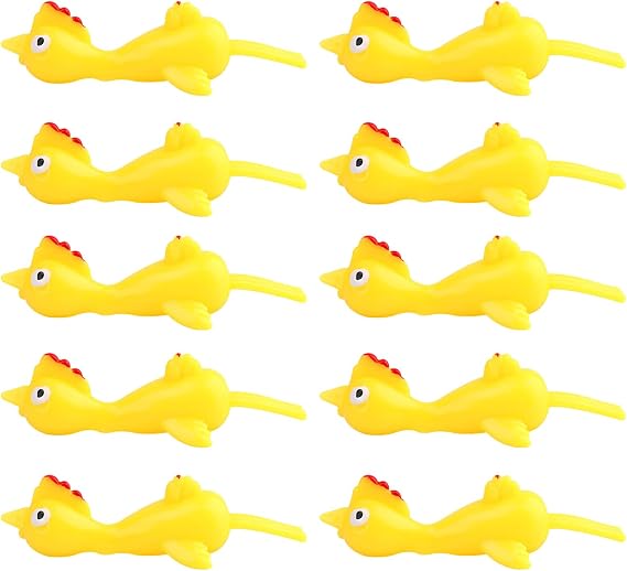 10 Pack Rubber Chicken Launchers, Stretchy Flying Chickens Flick Toys,Funny Toys Flight Gifts,Flying Novelty Prank Prop for Party & Entertainment,for Adult Team Building,Christmas, Easter Party Favors