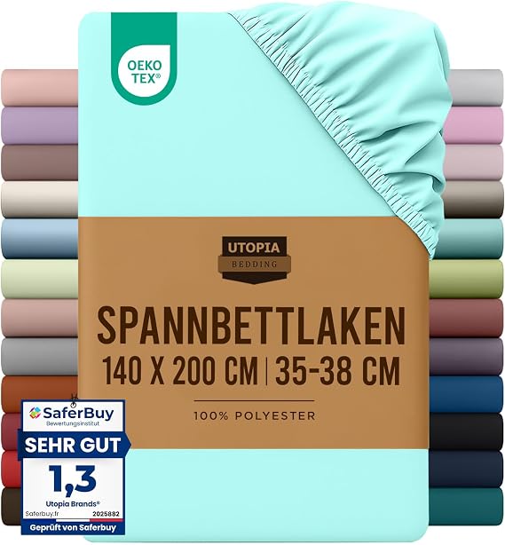 Utopia Bedding - Spannbettlaken 140x200cm - Spa Blau