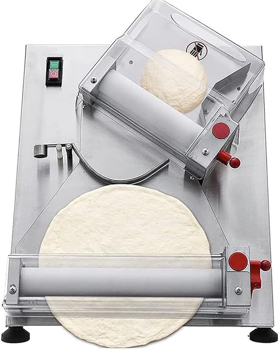 Commercial Pizza Dough Roller Sheeter, Max 16", Automatic Electric Pizza Dough Roller, Stainless Steel Adjustable Thickness Dough Machine, for Bakeries Pizzerias, Restaurants Kitchens,30cm