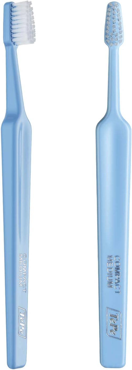 TePe Select Compact Toothbrush, Medium, 1pc, efficient and easy access cleaning with tapered brush head, toothbrush medium for adults