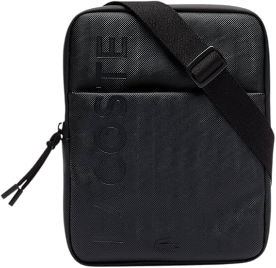 Lacoste Men's L.12.12 Brand Zip Medium Flat Bag, Black, One Size