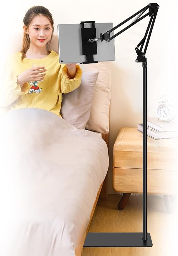 SAMHOUSING Tablet Floor Stand, Adjustable Universal 360 Degree Rotatable Phone Holder for iPad/iPhoneX/iPad Pro or Other 4.7 to 12.9 Inch Screen Devices (Black)