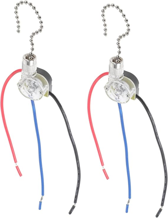 2PCS Ceiling Fan Pull Chain Switch Replacement Part Wire Fan Pull Cord Switch for Ceiling Light