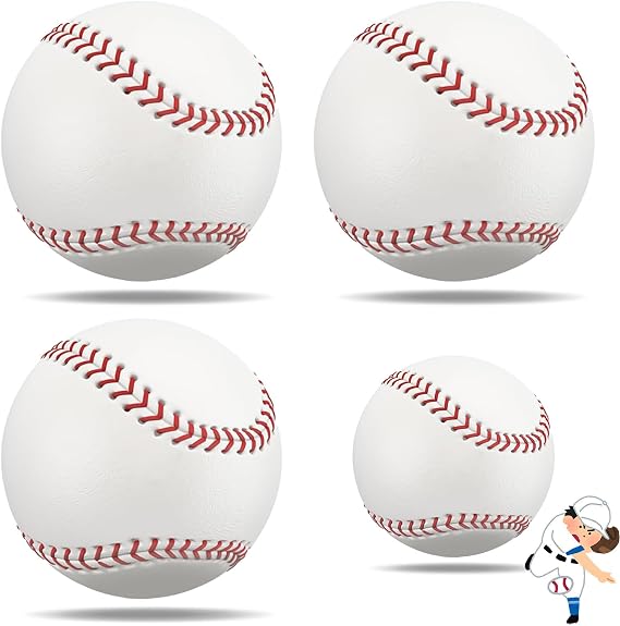 4 Pack 9 Inch Baseball Balls,Training Balls for Practice & Games