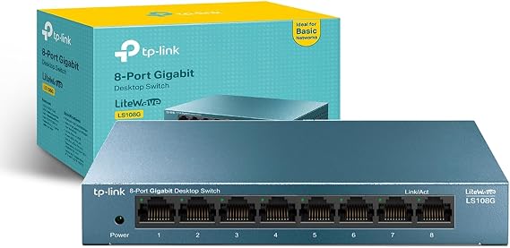 TP-Link LS108G - Switch 8 Ports (10/100/1000) Gigabit Ethernet Switch, Metal Housing, Ultralight with Super Heat Dissipation, Energy Saving, Quiet, No Configuration
